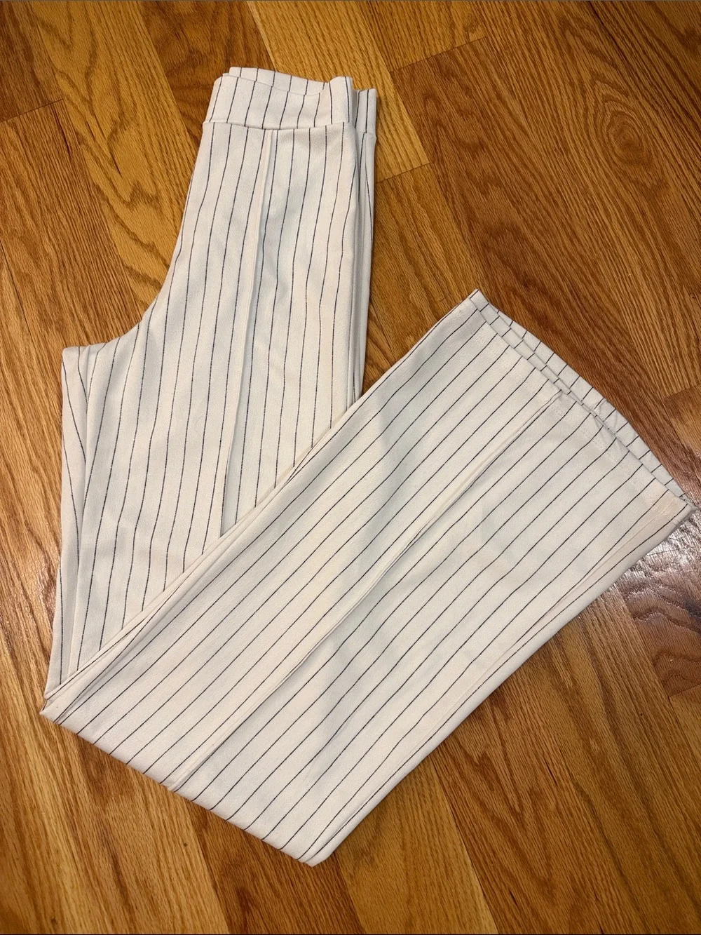 Fashion Nova White High Waisted Pinstripe Pants - Picture 7 of 7